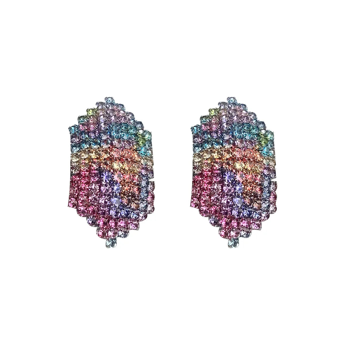 Fashion Geometric Diamond Alloy Artificial Gemstones Earrings