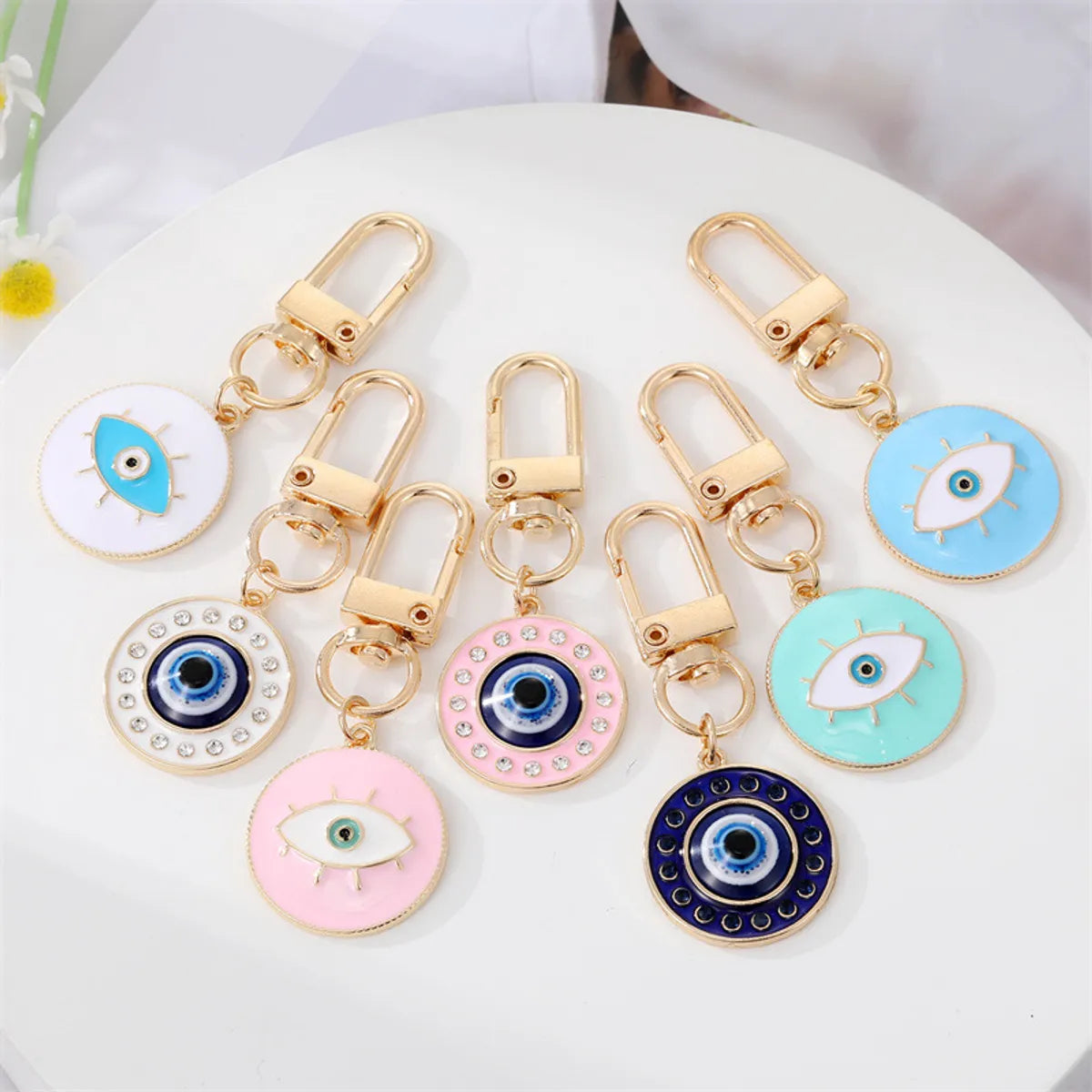 Fashion Colorful Oil Eyelash Eye Keychain Drill Patch Pendant Accessories