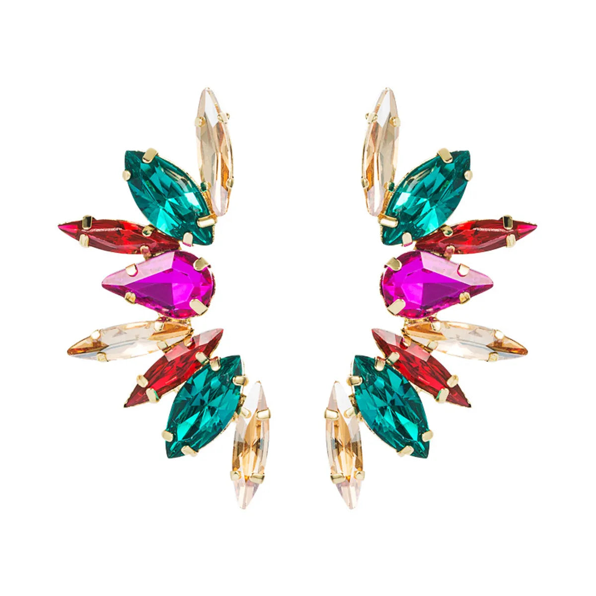 Fashion Colorful Rhinestone Flower Earrings