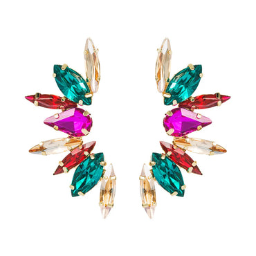 Fashion Colorful Rhinestone Flower Earrings