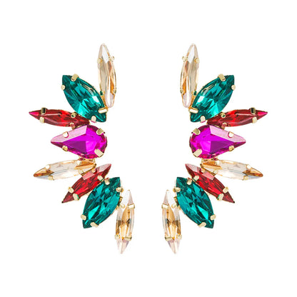 Fashion Colorful Rhinestone Flower Earrings