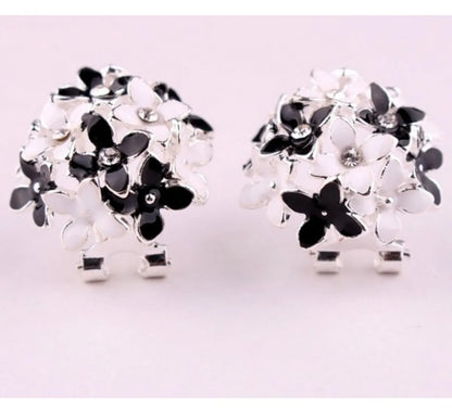 Fashion Colorful Round Hydrangea Drop Oil Diamond Flower Alloy Ear Clip