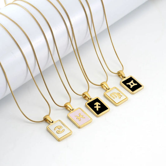 Fashion Constellation Stainless Steel Pendant Necklace Gold Plated Shell Stainless Steel Necklaces