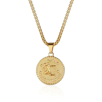 Fashion Constellation Titanium Steel Pendant Necklace Gold Plated Stainless Steel Necklaces