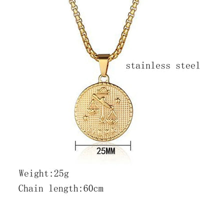 Fashion Constellation Titanium Steel Pendant Necklace Gold Plated Stainless Steel Necklaces