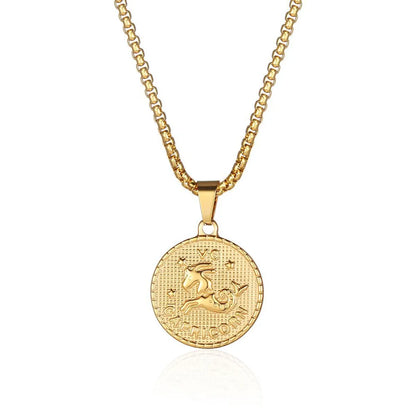 Fashion Constellation Titanium Steel Pendant Necklace Gold Plated Stainless Steel Necklaces