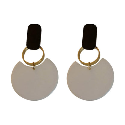 Fashion Contrast Color Acrylic Geometric Circle Drop Earrings