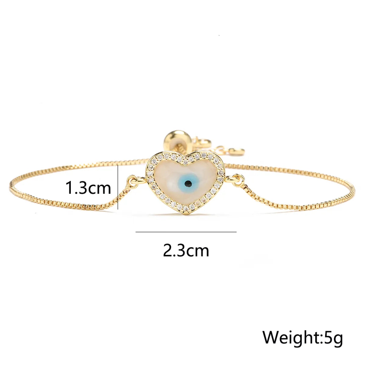 Fashion Copper 18k Gold Plating Zircon Oil Dripping Devil'S Eye Adjustable Bracelet