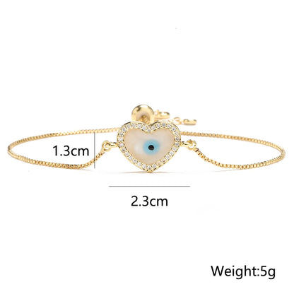 Fashion Copper 18k Gold Plating Zircon Oil Dripping Devil'S Eye Adjustable Bracelet