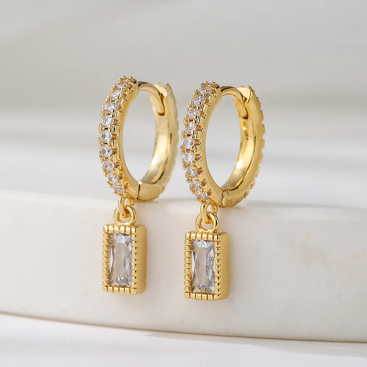 Fashion Geometric Inlaid Zircon Copper Zircon Earrings