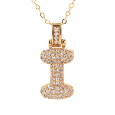 Fashion Copper Plated Real Gold Micro-inlaid Zircon Letter Pendant Necklace