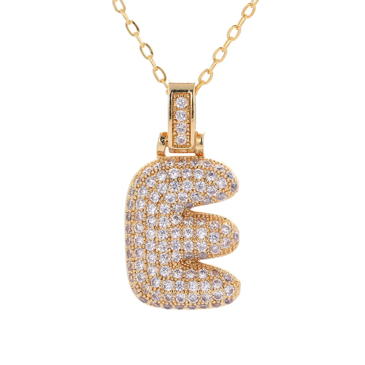 Fashion Copper Plated Real Gold Micro-inlaid Zircon Letter Pendant Necklace