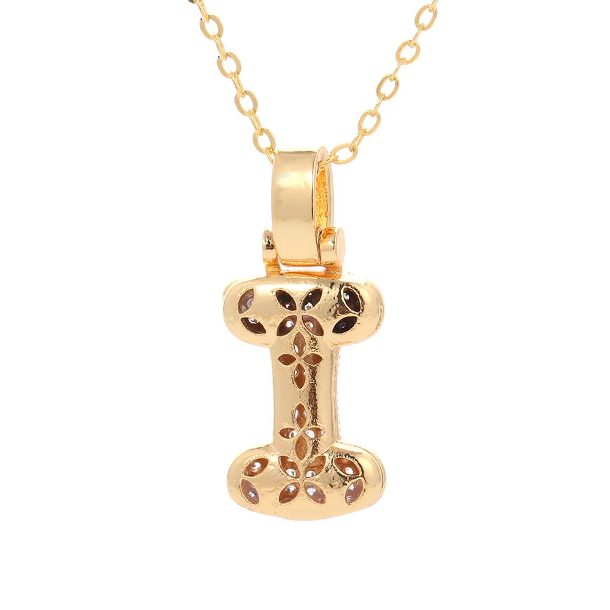 Fashion Copper Plated Real Gold Micro-inlaid Zircon Letter Pendant Necklace