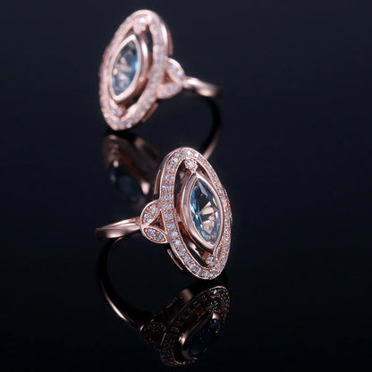 Fashion Copper Plated Rose Gold Micro-Set Zircon Ring Female Wholesale