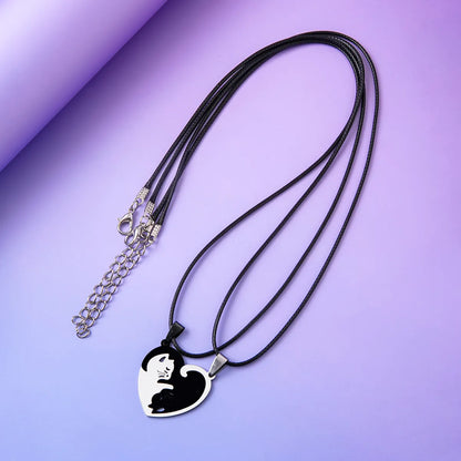 Fashion Couple Yin Yang Cat Splicing Pedent Stainless Steel Necklace