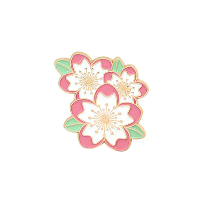 Fashion Creative Cartoon Cherry Blossom Contrast Color Alloy Brooch