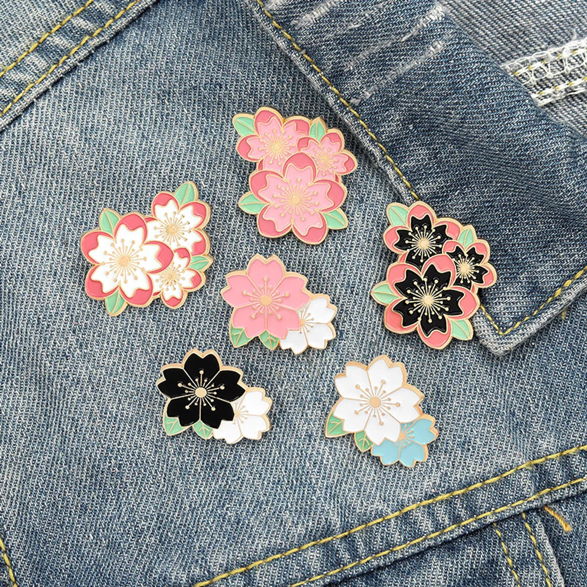 Fashion Creative Cartoon Cherry Blossom Contrast Color Alloy Brooch