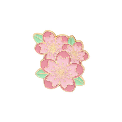 Fashion Creative Cartoon Cherry Blossom Contrast Color Alloy Brooch