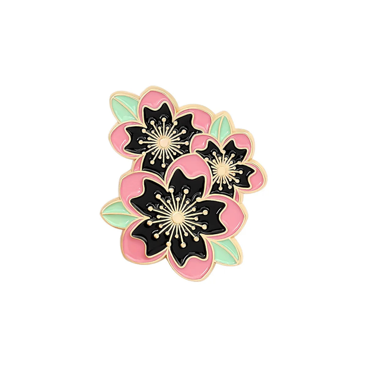 Fashion Creative Cartoon Cherry Blossom Contrast Color Alloy Brooch