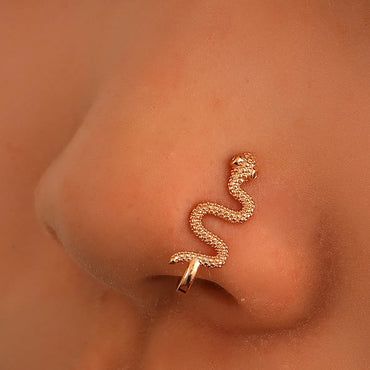 Fashion Creative Copper Perforation-free U-shaped Nasal Splint Piercing Butterfly Flower Snake-shaped Fake Nose Studs