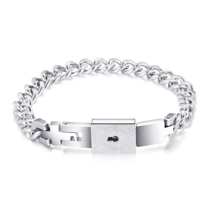 Fashion Creative Couple Lock Titanium Steel Bracelet Necklace Suit