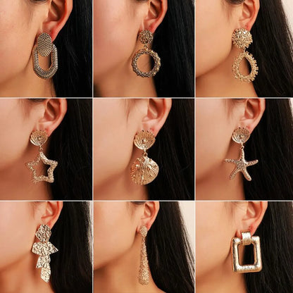 Fashion Creative Geometric Metal Star Shell Irregular Earrings Wholesale