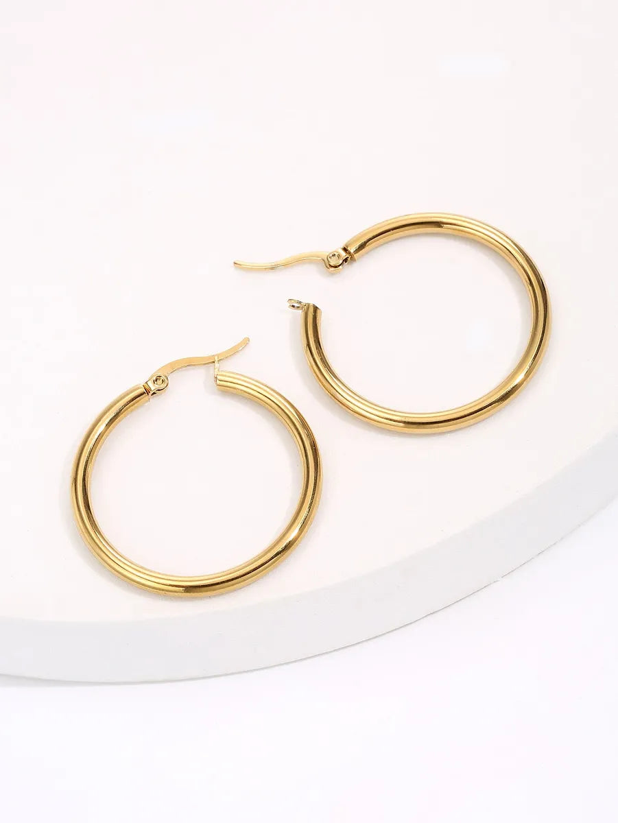 1 Piece Fashion Circle Plating Stainless Steel Earrings