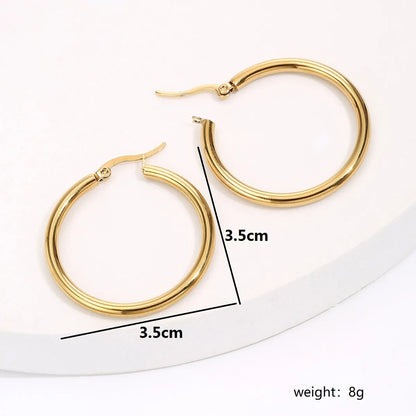 1 Piece Fashion Circle Plating Stainless Steel Earrings