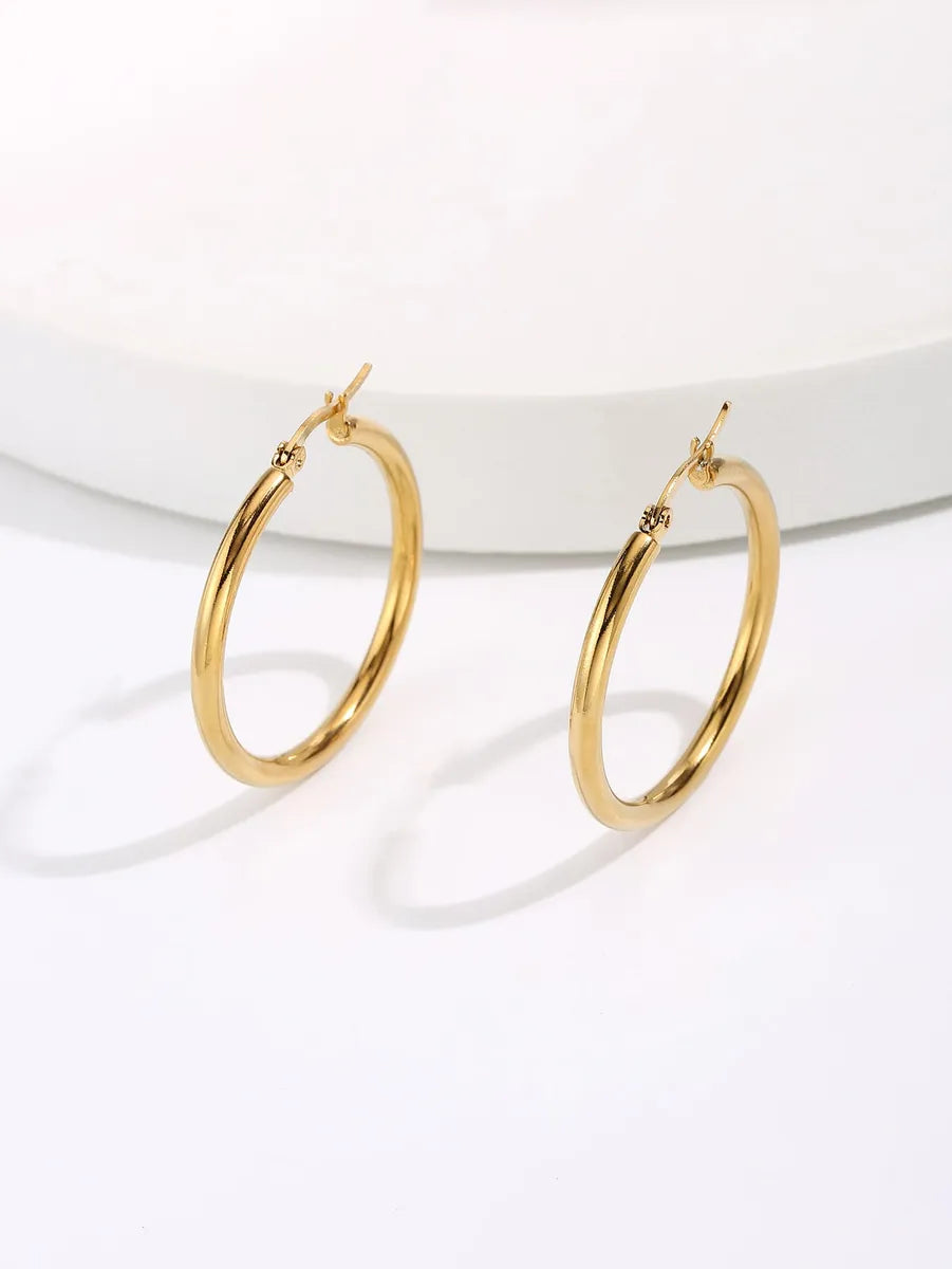 1 Piece Fashion Circle Plating Stainless Steel Earrings