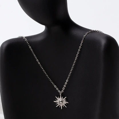 Fashion Creative Gold Plated Sun Pendant Sweater Chain Necklace Female