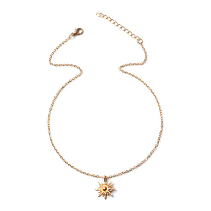 Fashion Creative Gold Plated Sun Pendant Sweater Chain Necklace Female