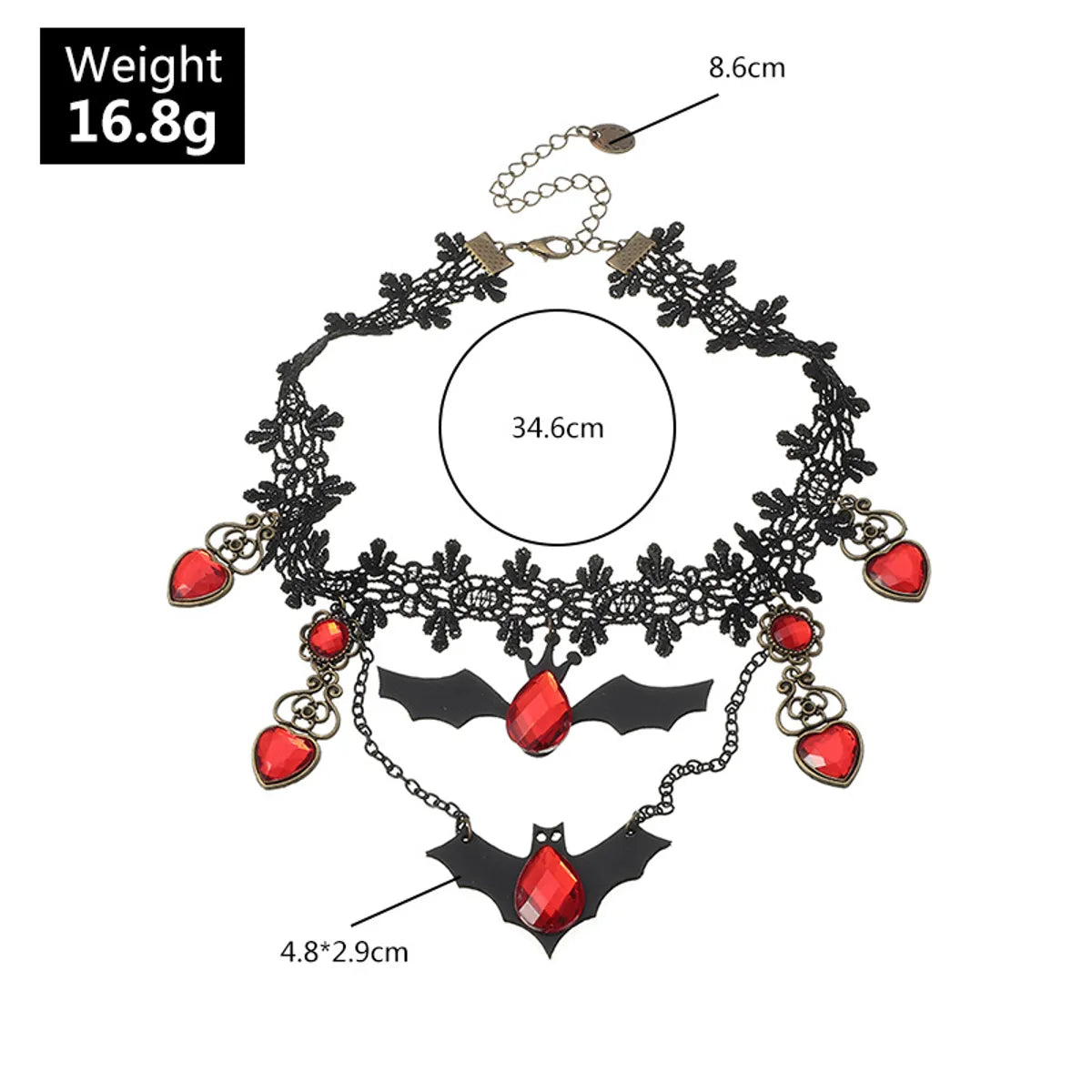 Fashion Creative Lace Exquisite Halloween Lace Bat Necklace Wholesale