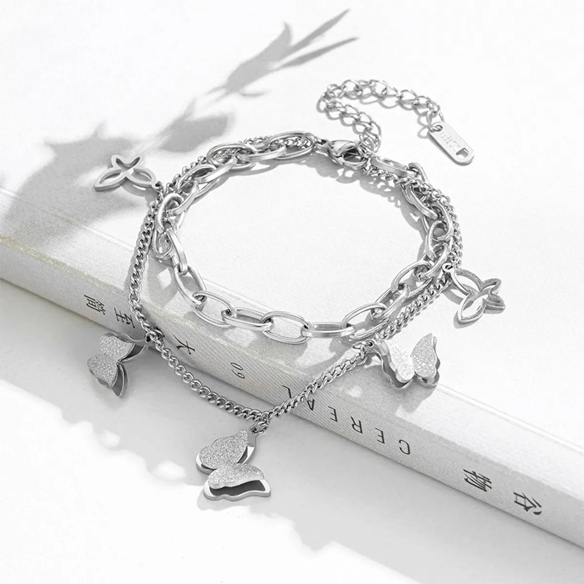 Fashion Creative New Double-layer Butterfly Personality Titanium Steel Bracelet