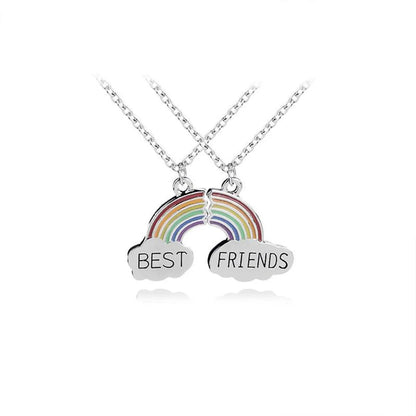 Fashion Creative Rainbow Necklace Best Friends Best Friends Two-petal Stitching Necklace Accessories