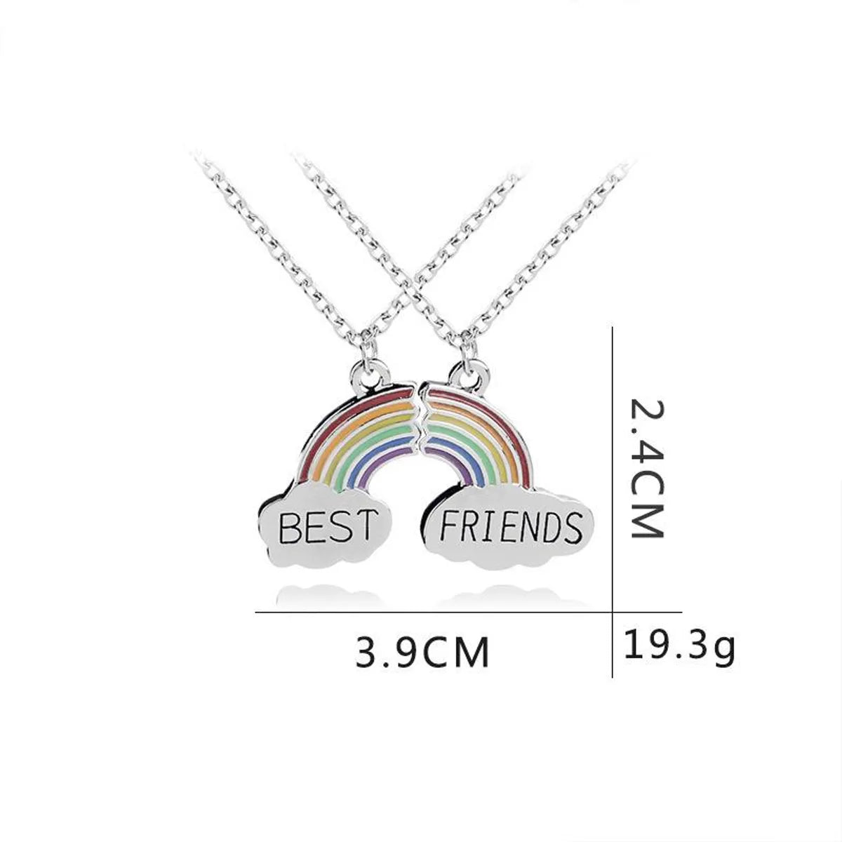 Fashion Creative Rainbow Necklace Best Friends Best Friends Two-petal Stitching Necklace Accessories