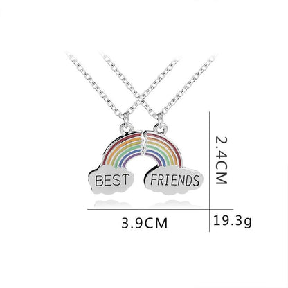 Fashion Creative Rainbow Necklace Best Friends Best Friends Two-petal Stitching Necklace Accessories