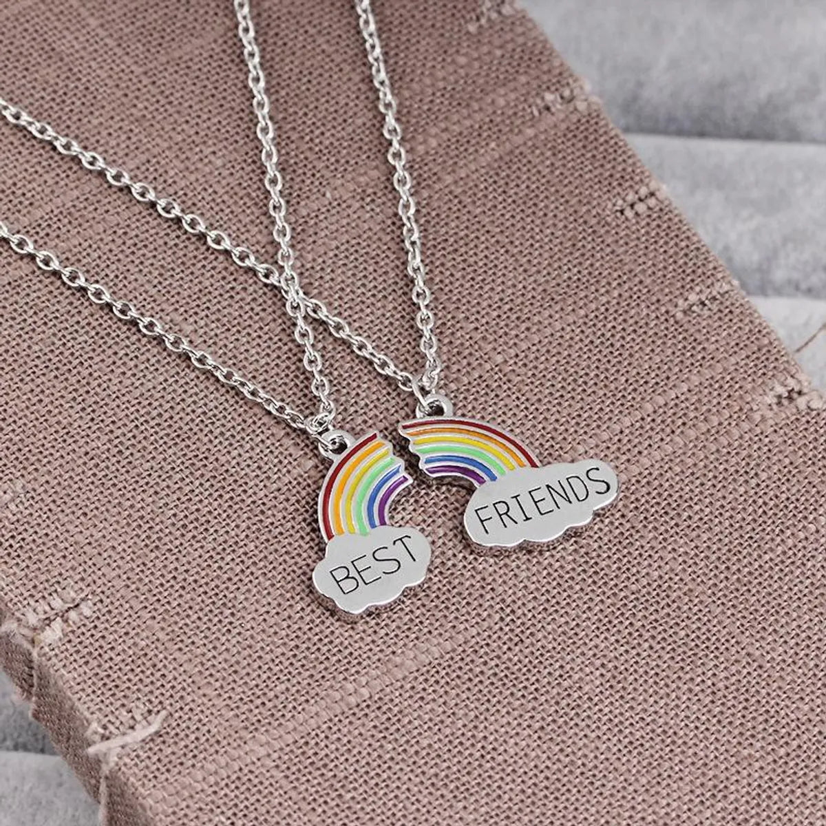 Fashion Creative Rainbow Necklace Best Friends Best Friends Two-petal Stitching Necklace Accessories