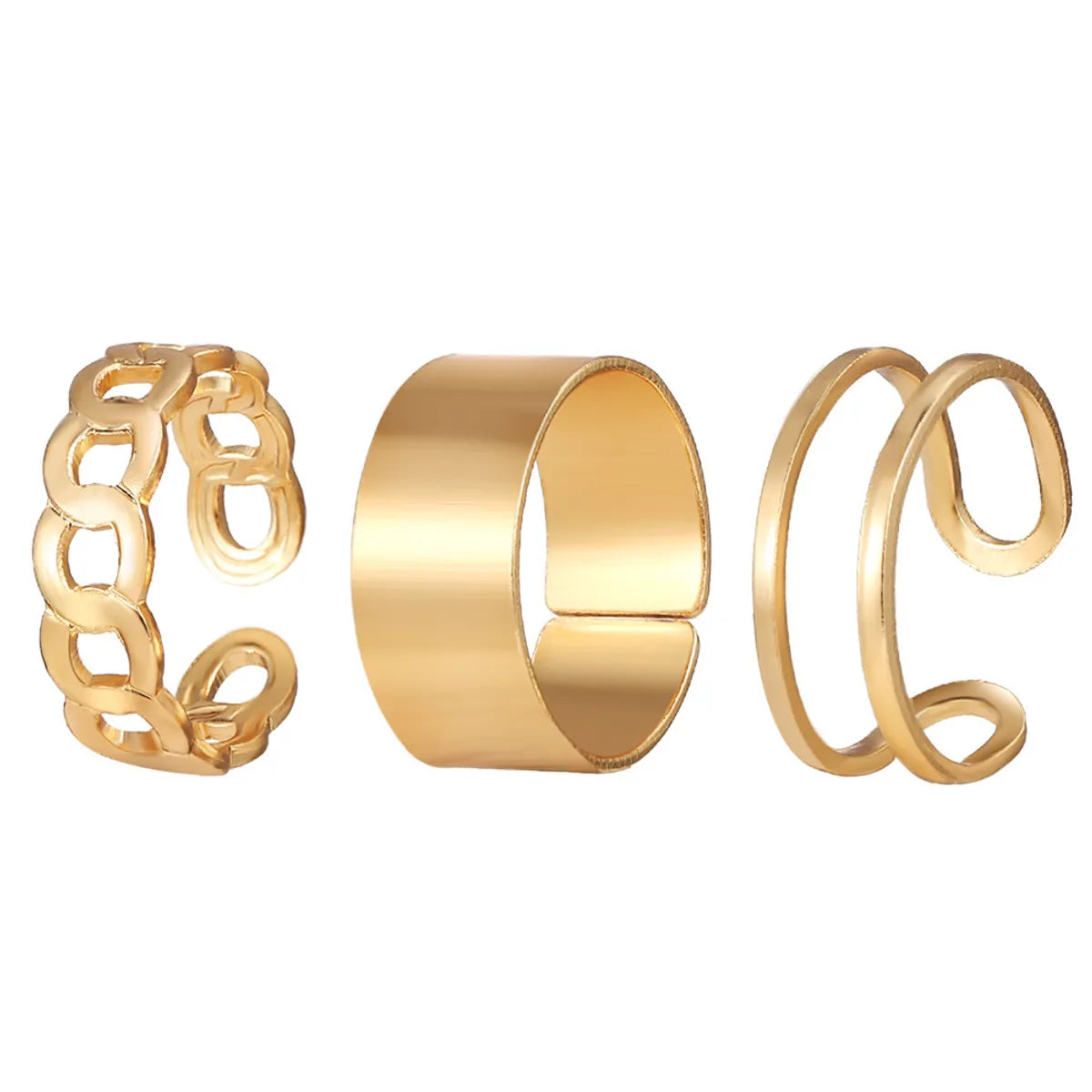 Fashion Creative Simple Fashion Geometric Chain Opening Twist Ring Three-piece Set