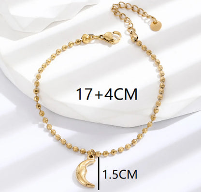 Fashion Creative Simple Moon Pendant Stainless Steel Bracelet