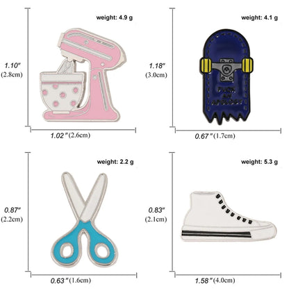 Fashion Creative Skateboard Blue White Paper-Cutting Knife Dripping Oil Brooch