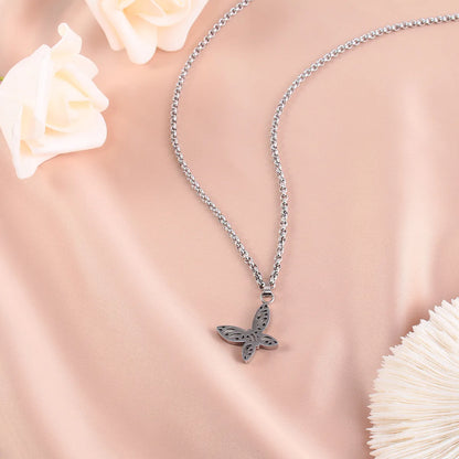 Fashion Creative Stainless Steel Butterfly Heart-shaped Necklace Set