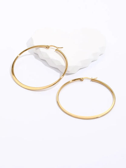 Fashion Creative Stainless Steel Electroplating 18k Gold Large Circle Earrings