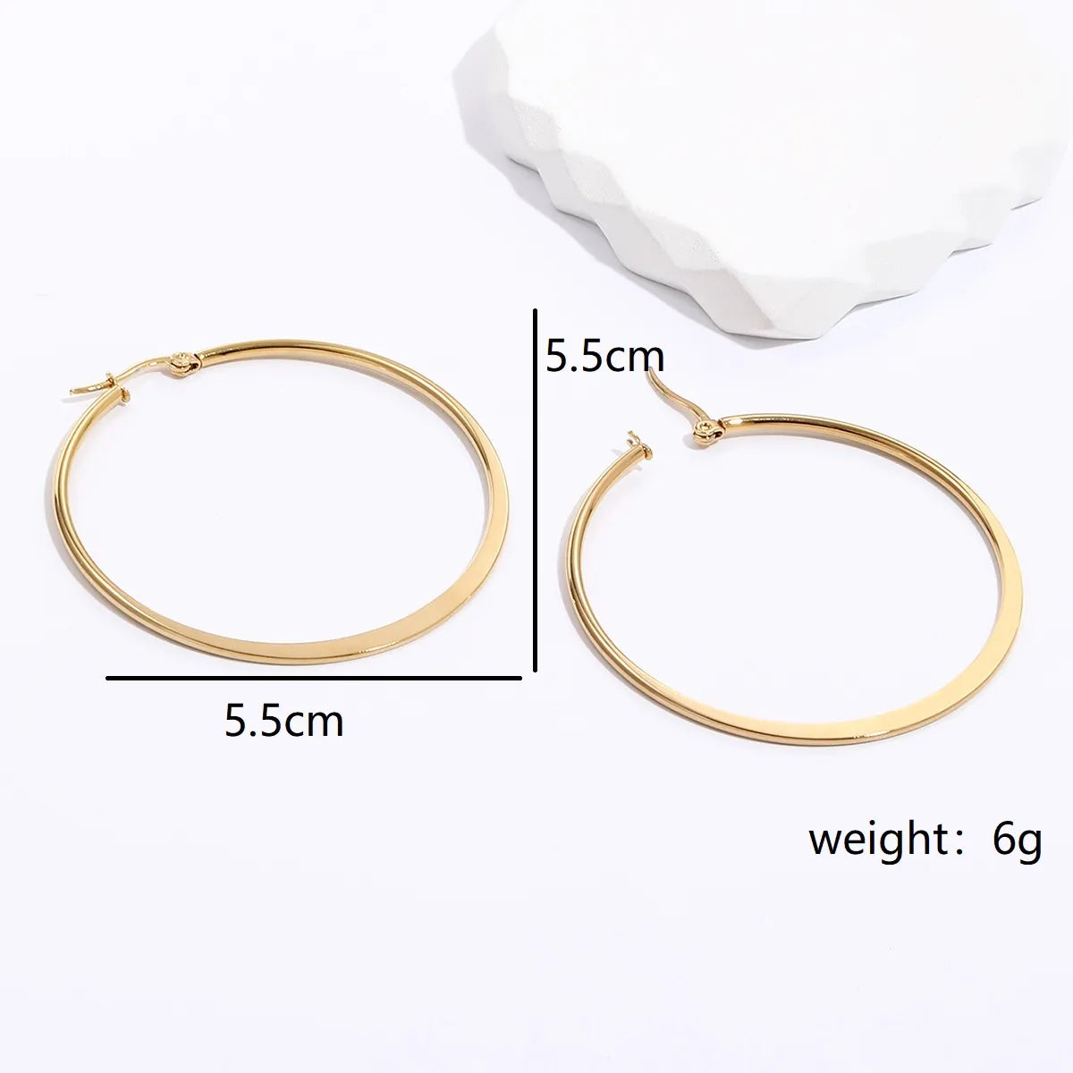 Fashion Creative Stainless Steel Electroplating 18k Gold Large Circle Earrings