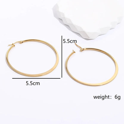 Fashion Creative Stainless Steel Electroplating 18k Gold Large Circle Earrings