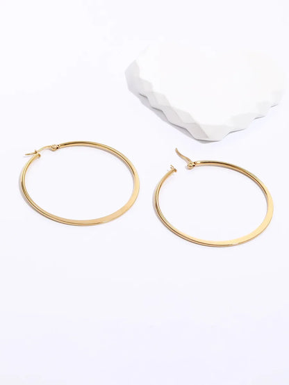 Fashion Creative Stainless Steel Electroplating 18k Gold Large Circle Earrings