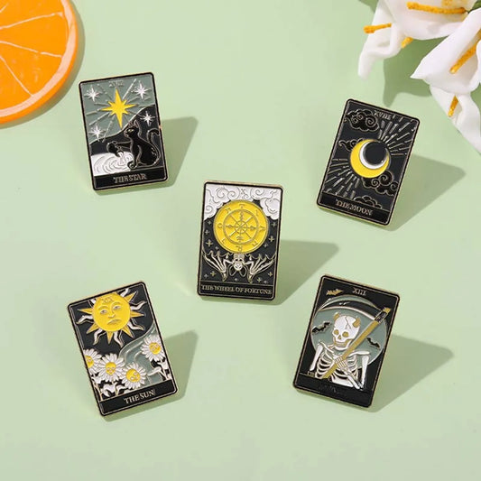 Fashion Creative Tarot Card Shaped Alloy Paint Brooch