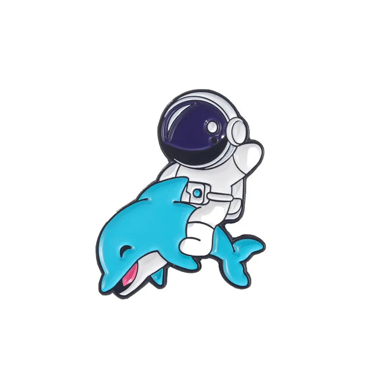 Fashion Creative Universe Astronaut Cartoon Alloy Brooch