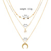 Fashion Crescent Star Zircon Pendant Multi-Layer Necklace