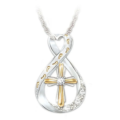 Fashion Cross Alloy Inlay Artificial Diamond Women'S Necklace