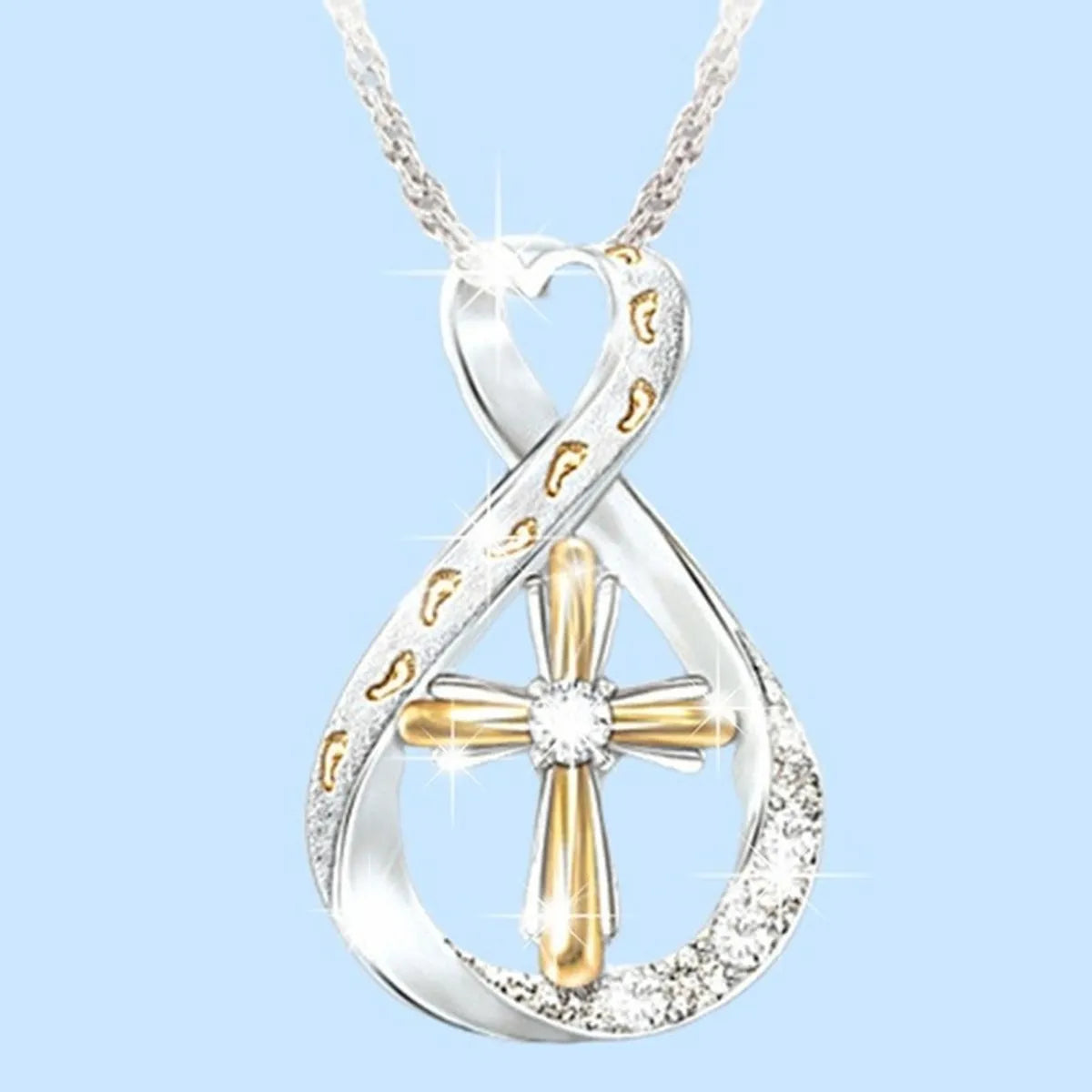 Fashion Cross Alloy Inlay Artificial Diamond Women'S Necklace